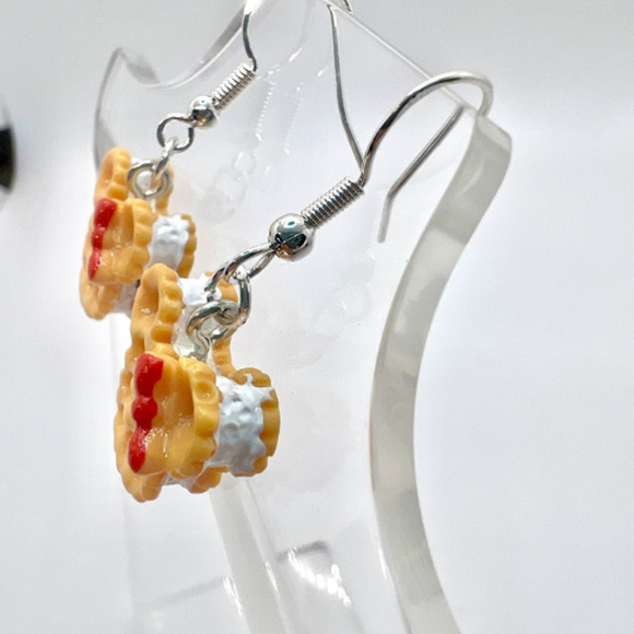 Minnie Mouse Waffle Earrings - Breakfast Earrings - Ice Cream Sandwich Earrings - Picture 6 of 9